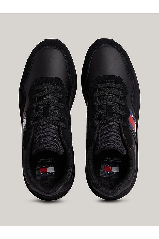 Erkek Marka Logolu Süet Üst Kısımlı Geri Dönüştürülmüş Polyster Astarlı Kauçuk Tabanlı Siyah Sneaker - 3