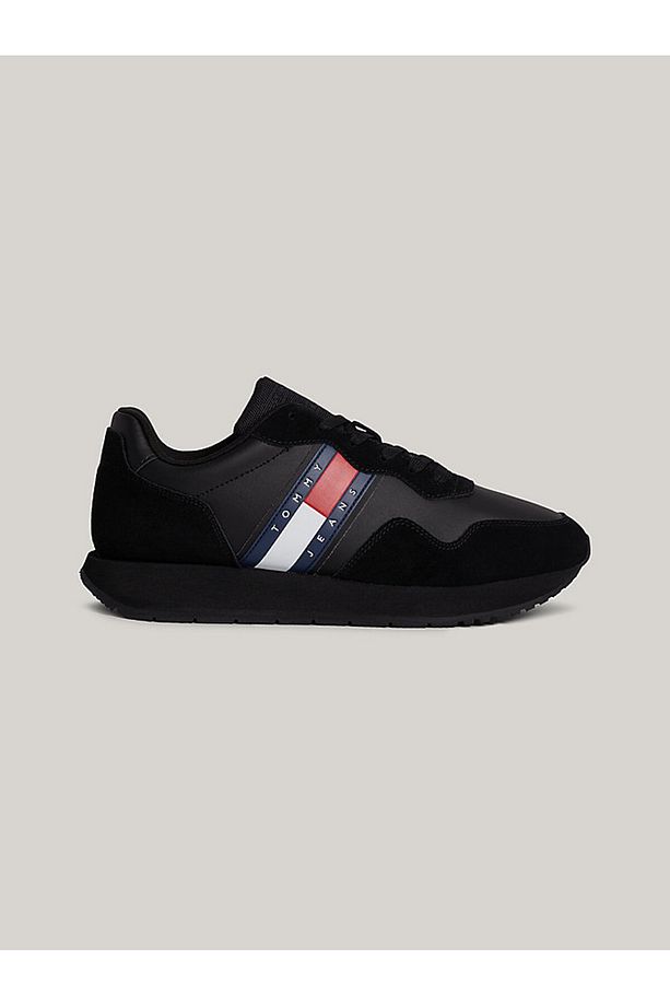 Erkek Marka Logolu Süet Üst Kısımlı Geri Dönüştürülmüş Polyster Astarlı Kauçuk Tabanlı Siyah Sneaker - 1