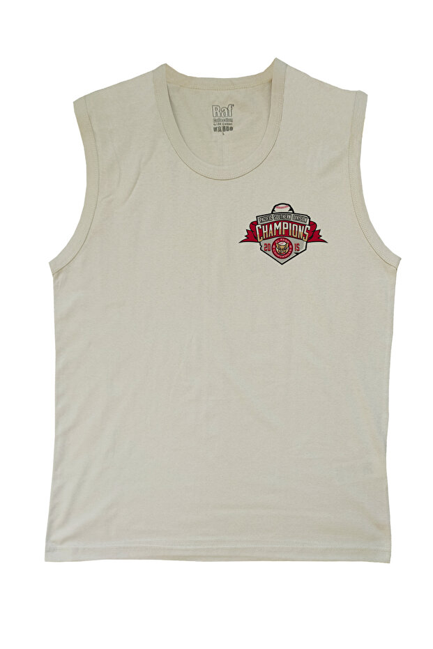 Men's Sleeveless Knitted T-Shirt Champion Chest Printed Design Digital Printed 100% Cotton