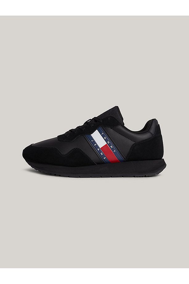 Erkek Marka Logolu Süet Üst Kısımlı Geri Dönüştürülmüş Polyster Astarlı Kauçuk Tabanlı Siyah Sneaker - 7