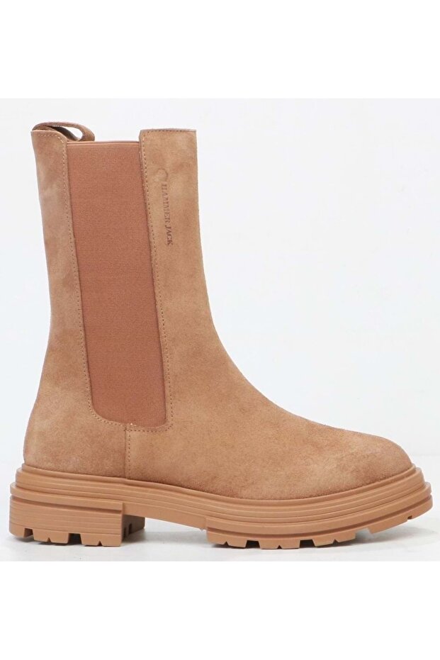 455-2335-Z Tapera Genuine Leather Chelsea Long Women's Boots Taba
