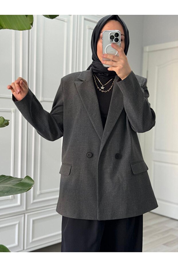 Gri Blazer Ceket - 3