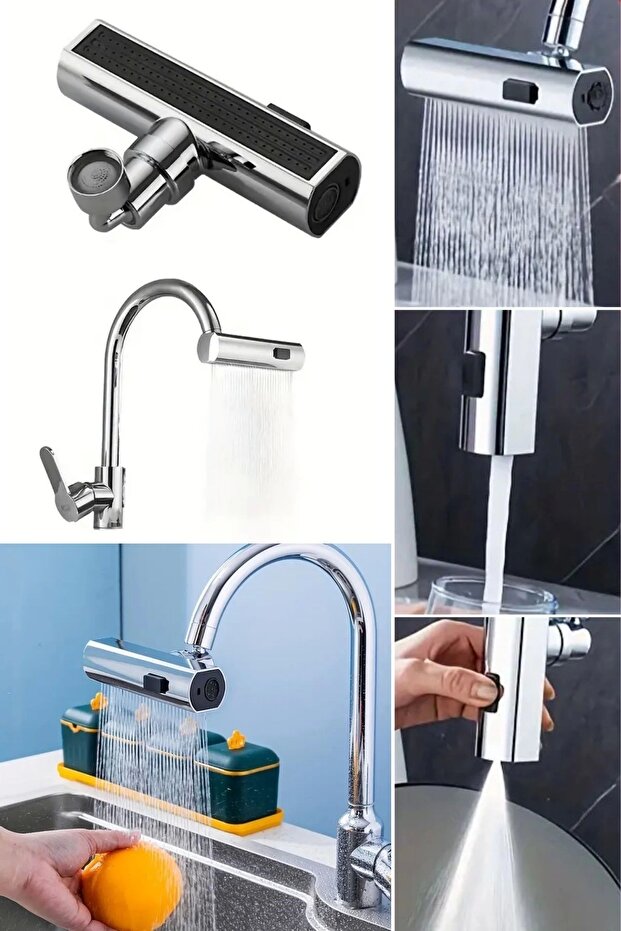 Multi-Purpose Universal Faucet Adapter with 3 Different Modes and Waterfall Head - 6
