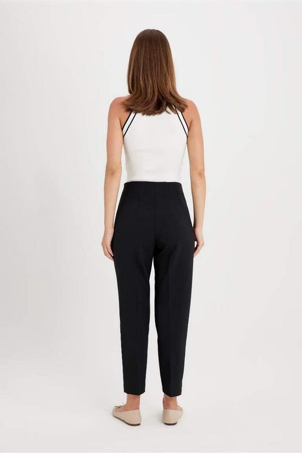 Crop Klasik Pantolon Carrot Fit Siyah Fermuarlı Yüksek Bel Basic Düz Dar Paça C2466ax24au - 6