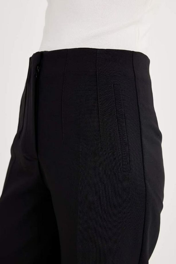 Crop Klasik Pantolon Carrot Fit Siyah Fermuarlı Yüksek Bel Basic Düz Dar Paça C2466ax24au - 5