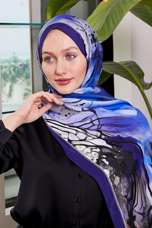 Morcivert Ebruli Desen Royal Şal - 3