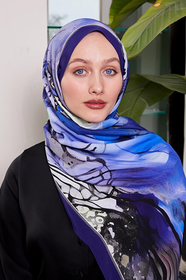 Morcivert Ebruli Desen Royal Şal - 4