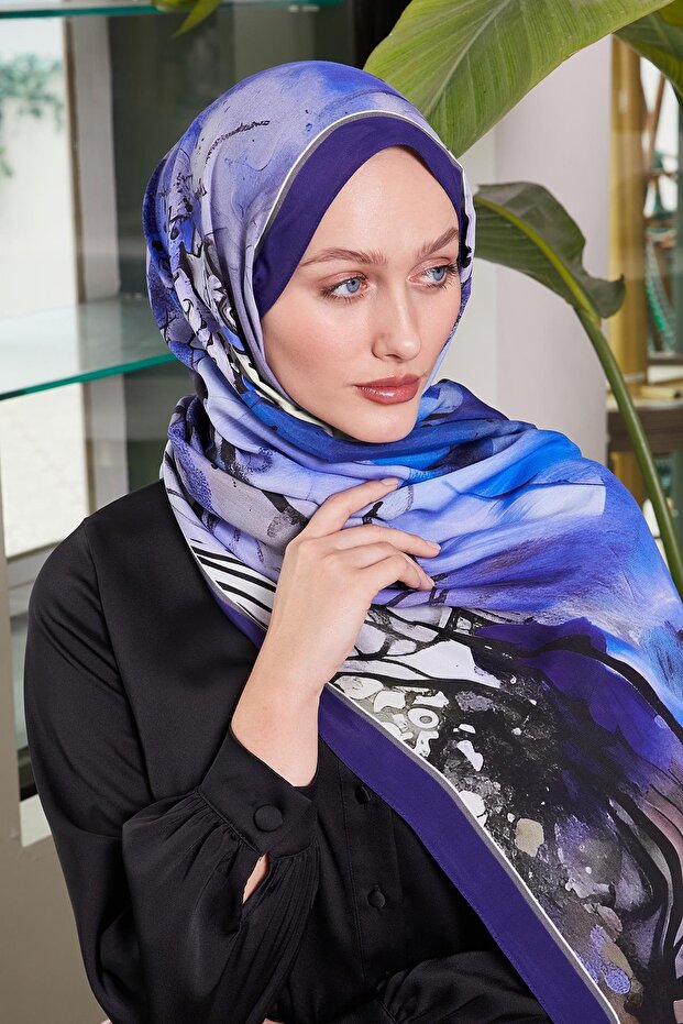 Morcivert Ebruli Desen Royal Şal - 2