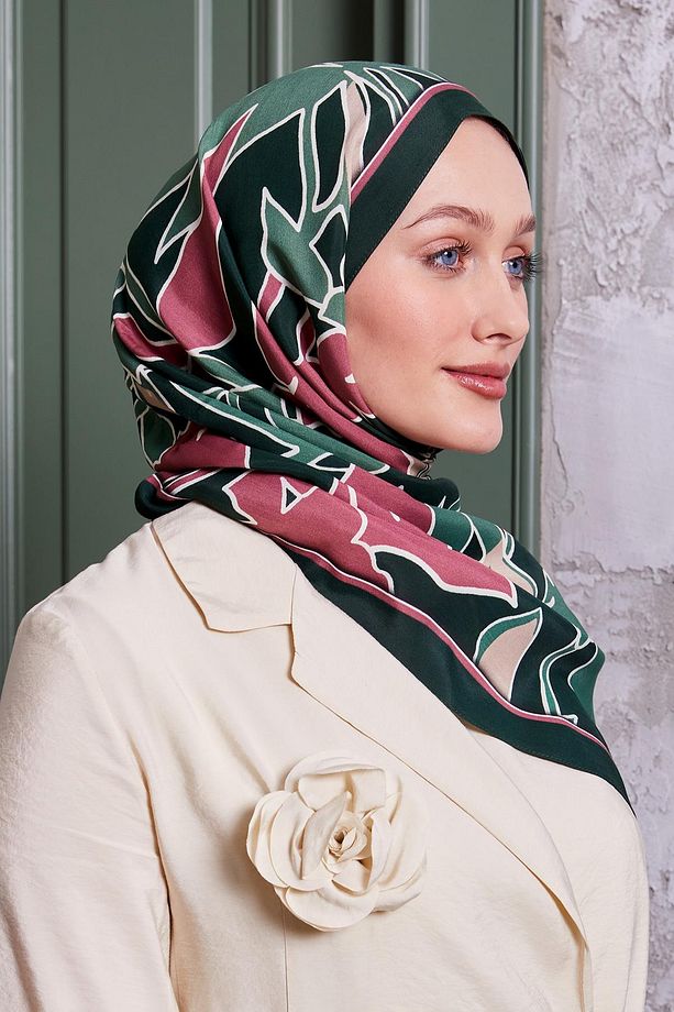Zümrüt Yaprak Desen Royal Şal - 4