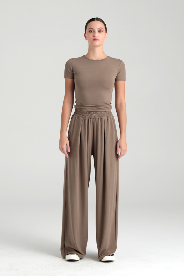 Soft Touch Piliseli Pantolon Vizon - 4