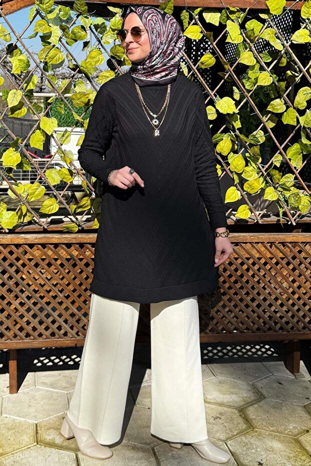 Damla Triko Tunik Siyah - 3