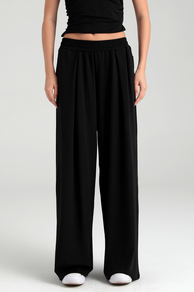 Soft Touch Piliseli Pantolon Siyah - 3