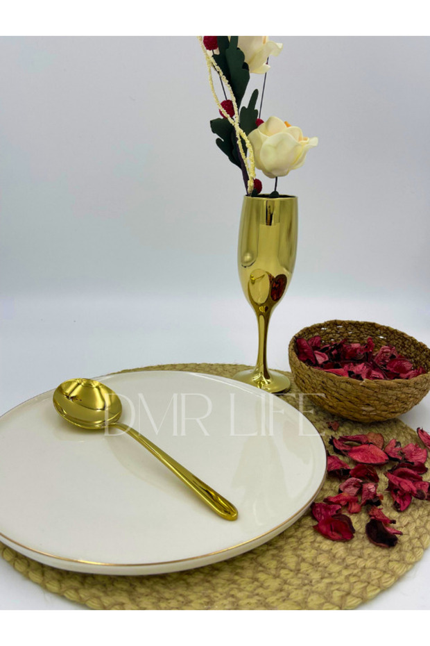 Dmr Life Gold Sauce Serving Spoon 1 Piece (Small Boydur Tableware Serving)
