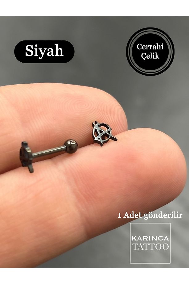 Anarşi Sons Of Anarchy Düz Çubuk Kulak Forward Helix Flat Conch Dudak Burun Daith Tragus Piercing - 1