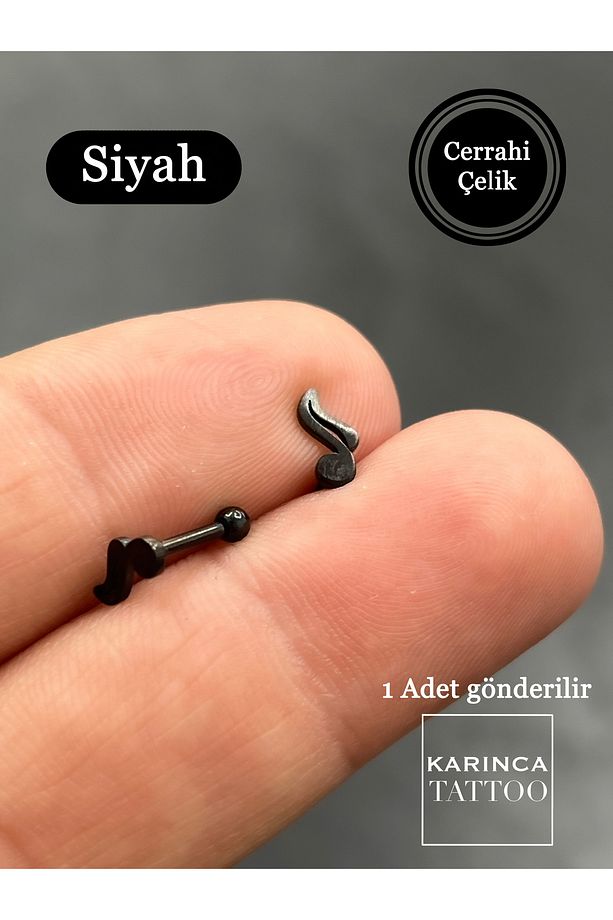 Nota Müzik Design Moda Düz Çubuk Kulak Forward Helix Flat Conch Dudak Burun Daith Tragus Piercing - 3
