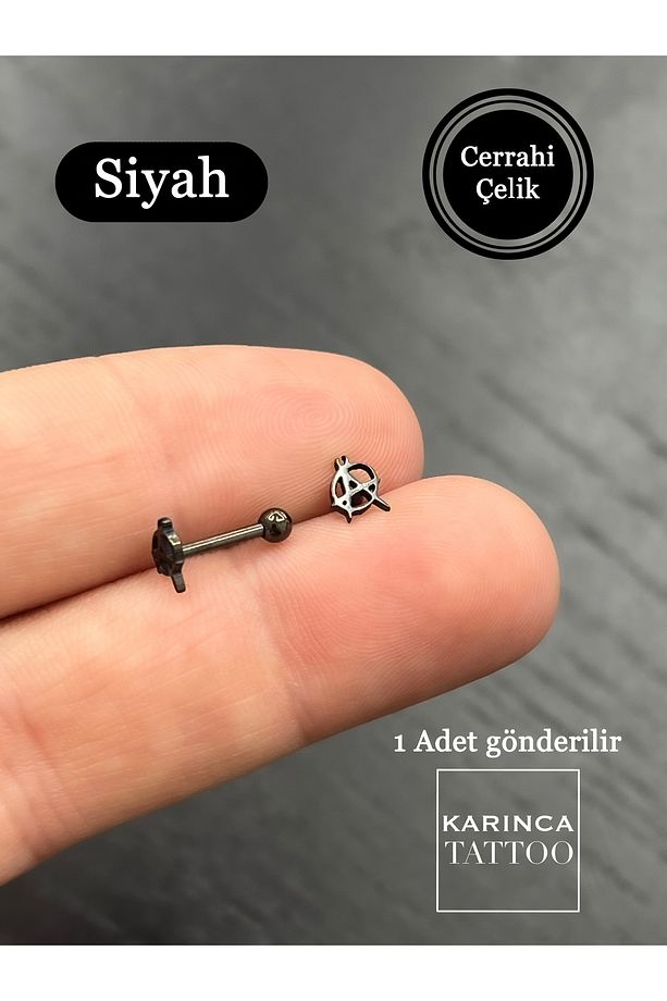 Anarşi Sons Of Anarchy Düz Çubuk Kulak Forward Helix Flat Conch Dudak Burun Daith Tragus Piercing - 2