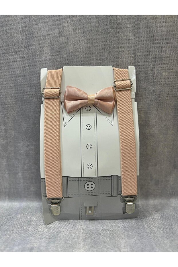 Salmon Color Bow Tie Suspender Suit Std 4-13 Years Old Boy