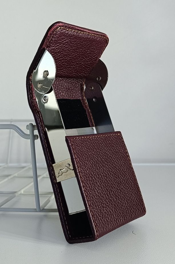Deri Sigara Kutusu & Çakmak Set - Bordo - 3