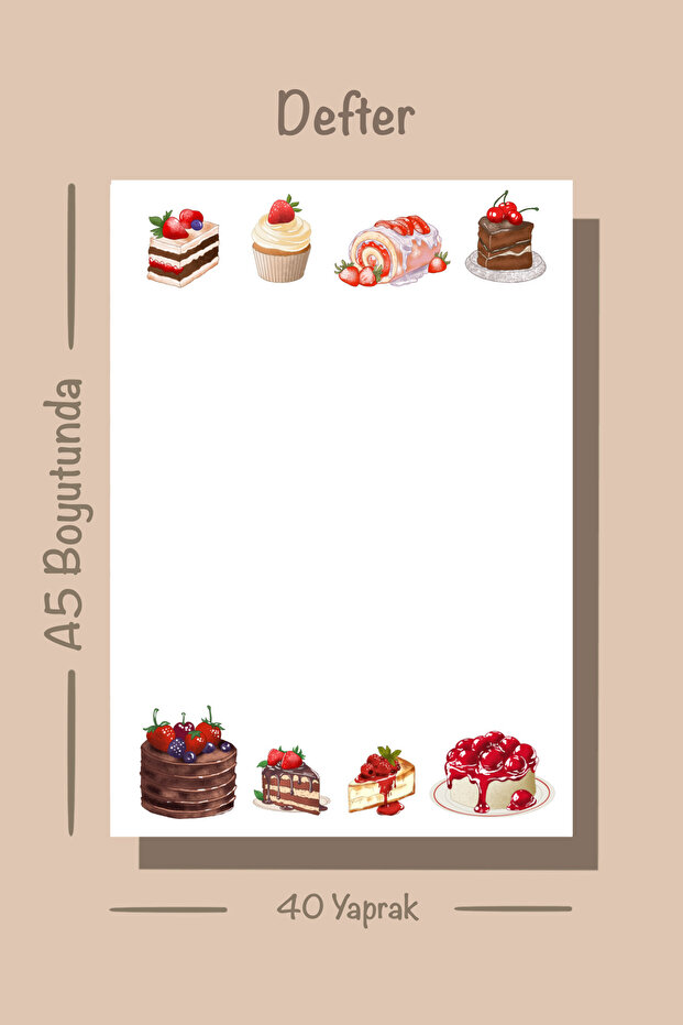 Cake Themed A5 Notepad - Check Pluck Notebook with Glue Memo Pad and No Line Notebook - 2