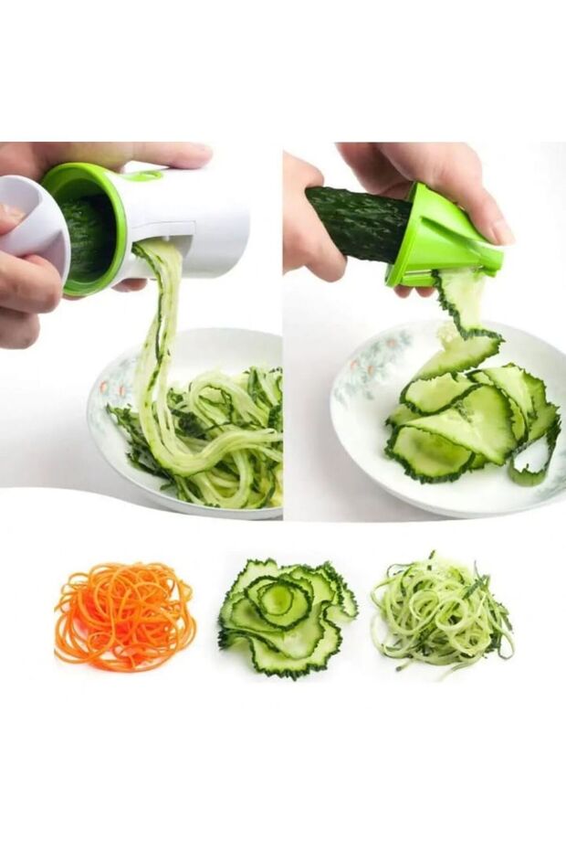 Spiral Vegetable Slicer with Spaghetti Container, Adjustable Onion Spiral Vegetable Slicer for Cucumber Salad - 4