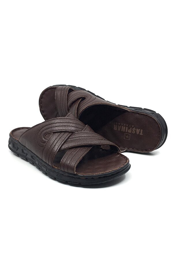 208 Genuine Leather Inside and Outside Orthopedic Men's Summer Comfortable Slippers 40-46