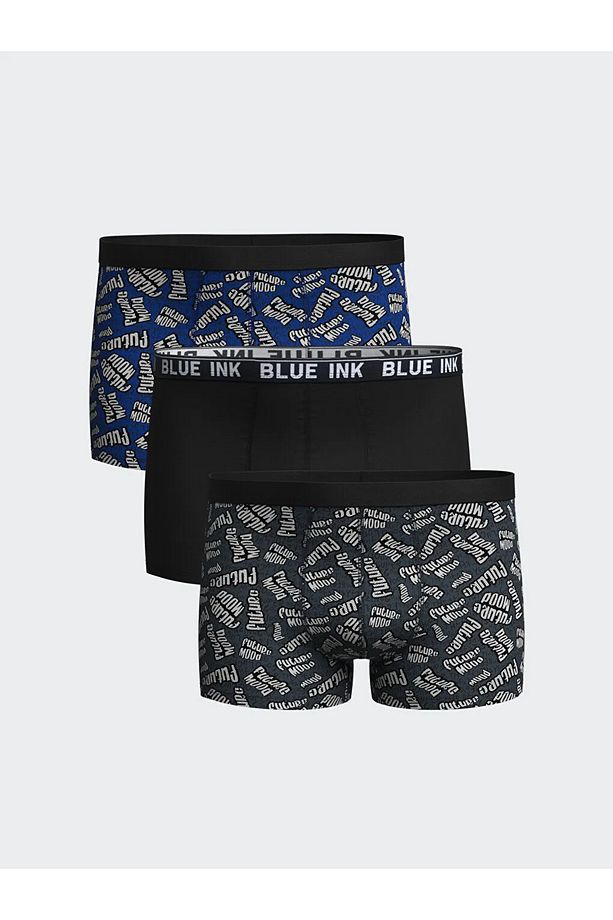 Siyah Standart Kalıp Pamuklu Esnek Erkek Boxer 3'lü - 1