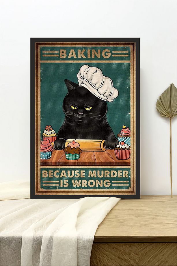 Kedi tasarımlı Çerçeve Görünümlü Mdf Tablo - 1