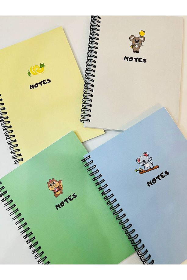 4'lü Çizgisiz Defter Seti 15x21 Cm 120 Sayfa Karton Kapak Spiralli Defter - 2