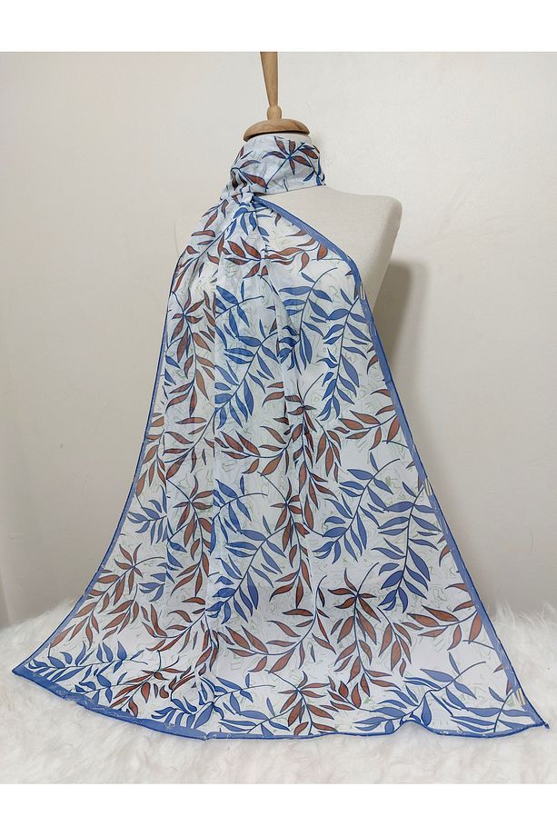 Desenli Şifon Şal yapraklı Modeli 180 x 70 cm - 3