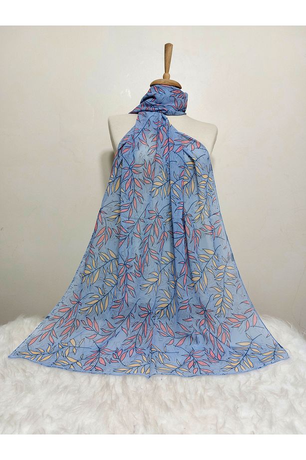 Desenli Şifon Şal yapraklı Modeli 180 x 70 cm - 1