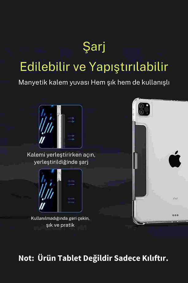 iPad Air 13 2024 Uyumlu Fuchsia Dönebilen Transparan Görünümlü Bluetoothlu Klavyeli Tablet Kılıfı - 5