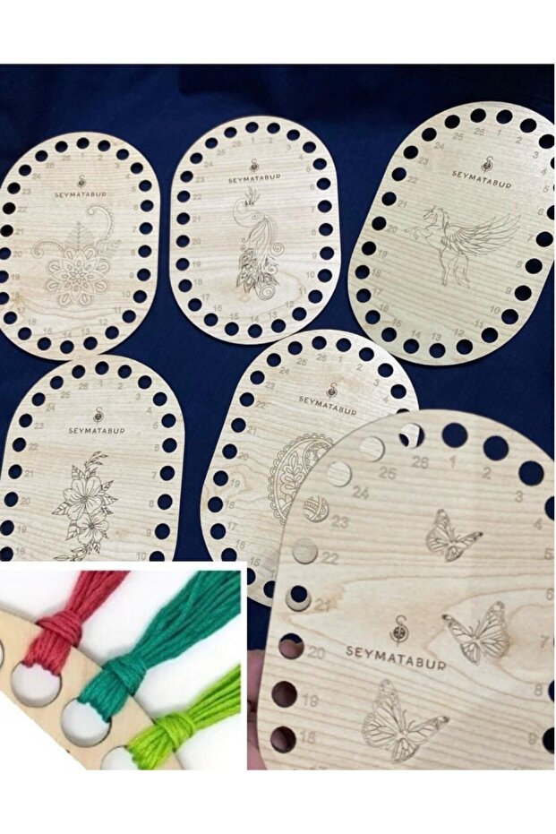 1Pc Wooden Embroidery Thread Organizer with 26 Holes Fantastic Pattern