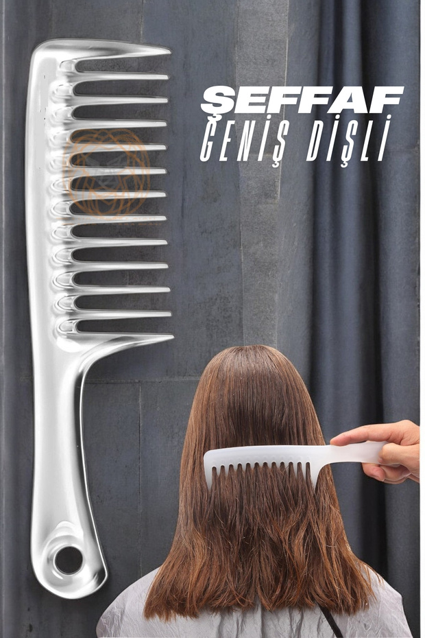 Wide Tooth Crystal Transparent Hair Lightening Comb with Massage Effect 721395