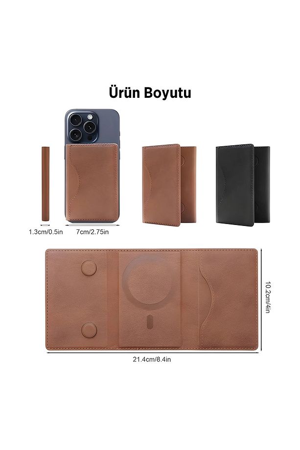 İ-Bix  iMW3 MagSafe Uyumlu Çoklu Kart Taşıma Özellikli Manyetik PU Deri Cüzdan - 5