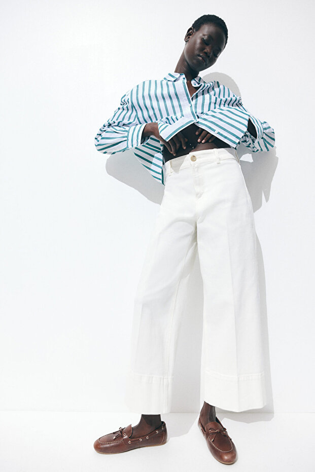Wide High Cropped Jeans - 3