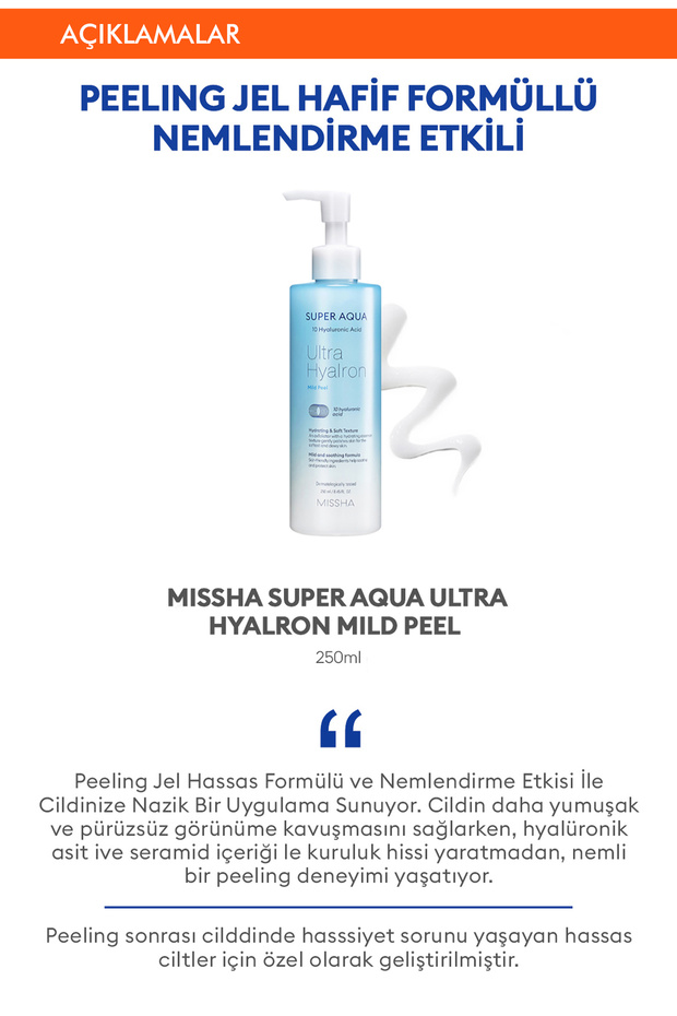 10 Farklı Hyalüronik Asit Içeren Jel Peeling Super Aqua Ultra Hyalron Mild Peel 250ml - 2