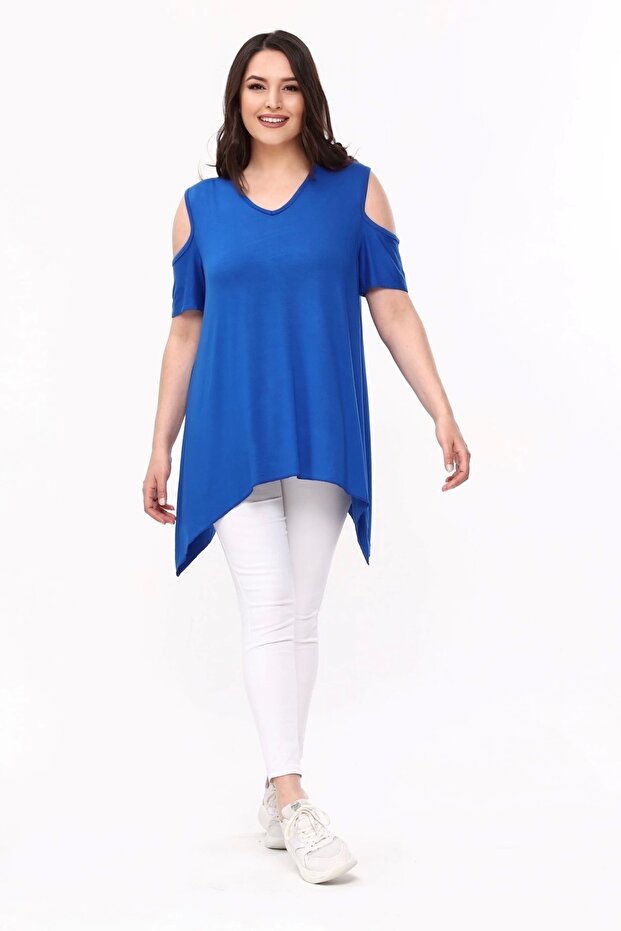 Bluză asimetrică cu umeri - 1