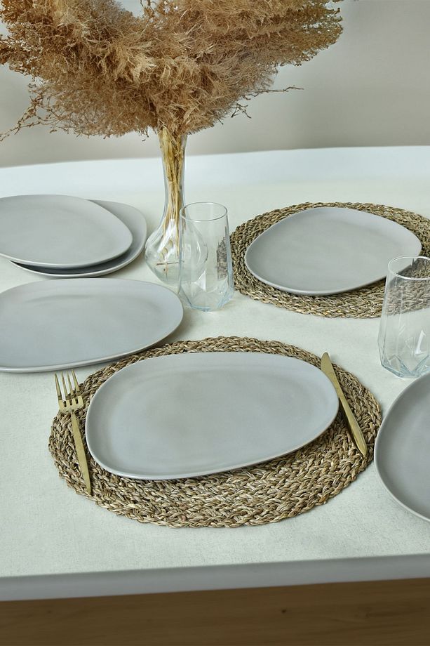 Mat Gri Tetra Servis Tabağı 30 Cm 6 Adet 995 - 1