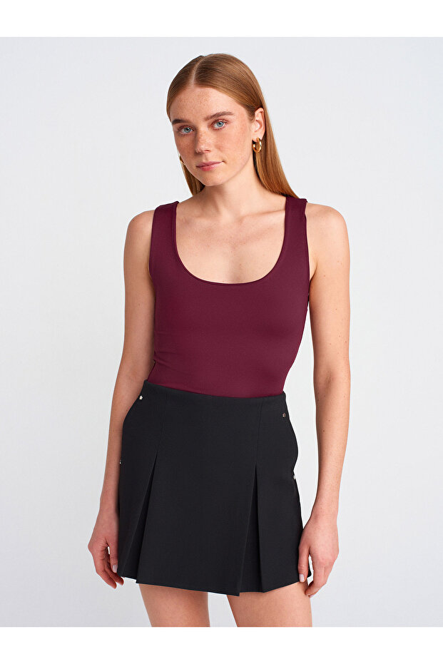 20977 Kalın Askılı Basic Atlet-Bordo - 1