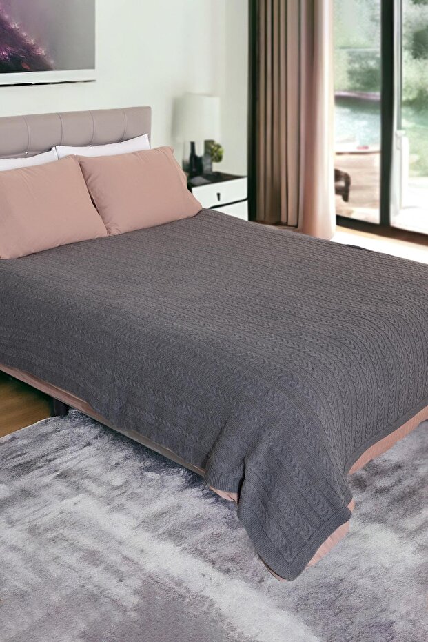Mathilda Örgü Yumuşak Yatak Örtüsü ve Evde Kullanılabilir Hafif Battaniye - 1