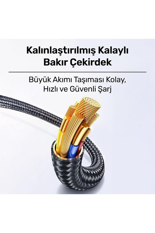 US-SJ744 Type-C To Type-C 100W Meteor Efekt Ekranlı 1.2m Hızlı Şarj ve Data Kablosu Antrasit - 2