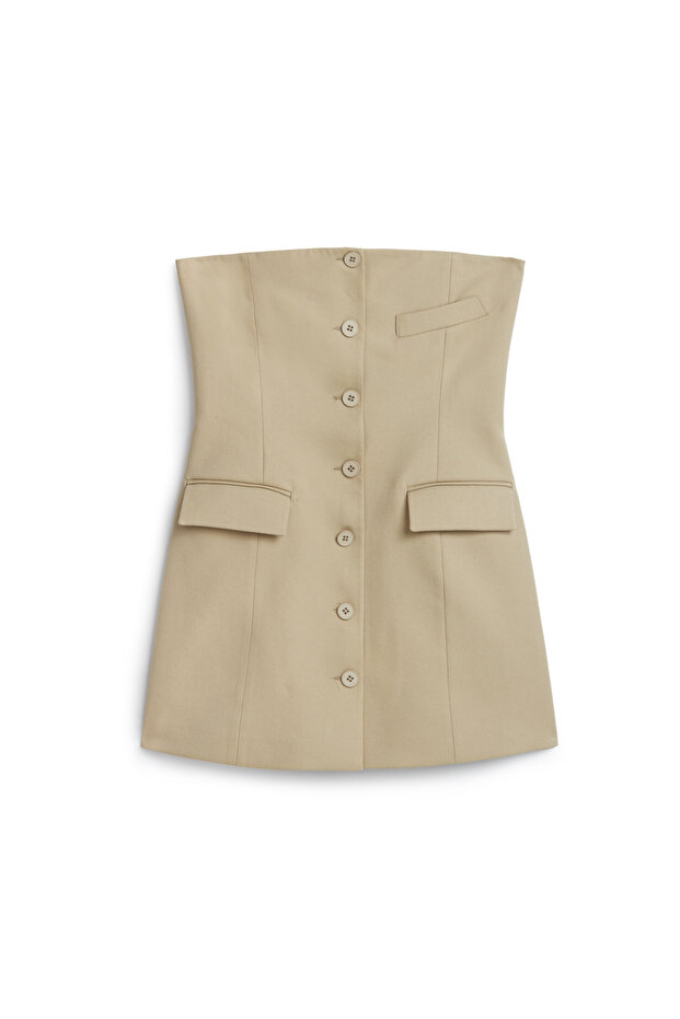 Straplez Mini Elbise - 7