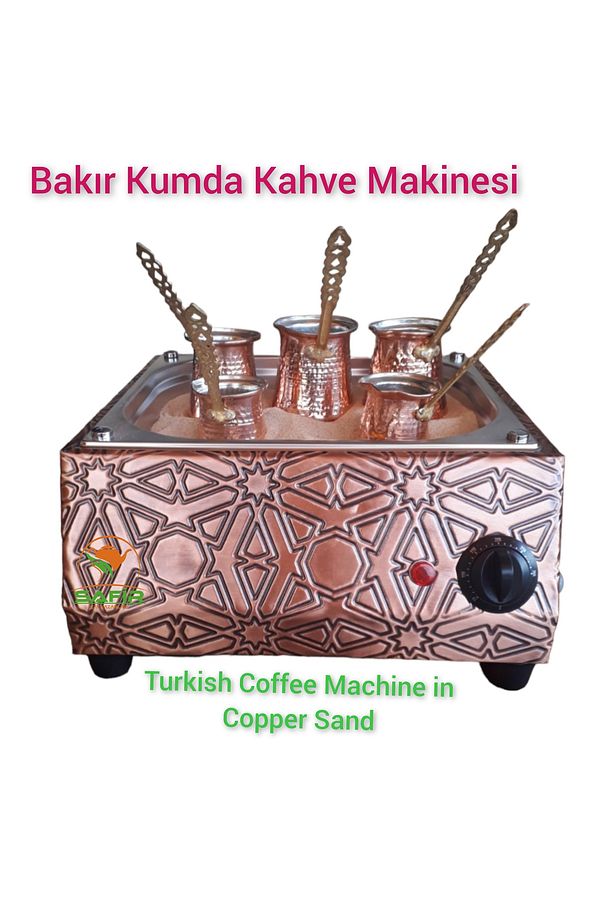 Bakır Kumda Kahve Makinesi Orta Boy 35x28 Cm Bakır Kumda Kahve Közde Kahve - 4