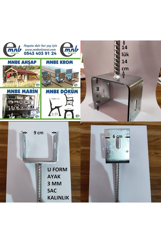 Nevrüllü 10 Luk Ayak Ahşap Metal Kamelya Pergule Pergola Sundurma Direkler Için N/10 - 5