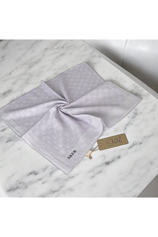 Açık Lila Elegance Monogram Eşarp - 2