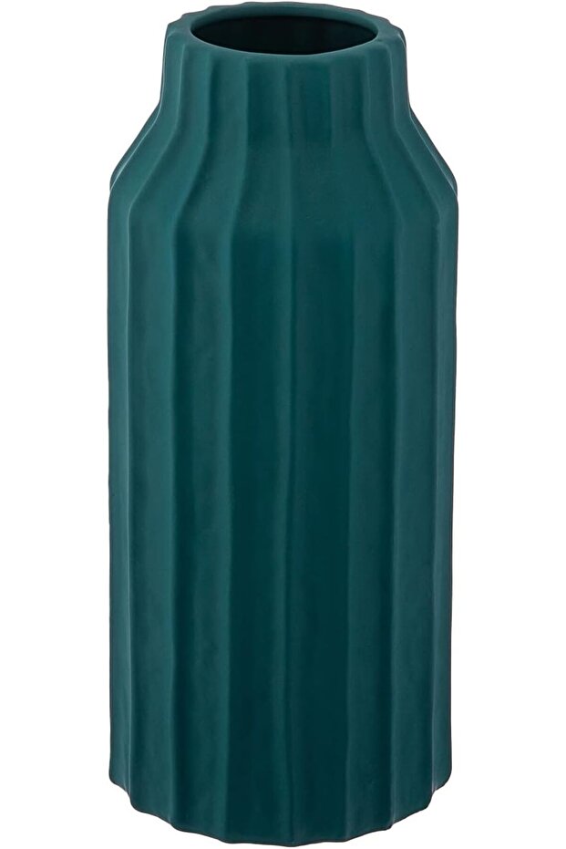 Ceramic Vase 11Cm X 11Cm X 27Cm Teal Blue