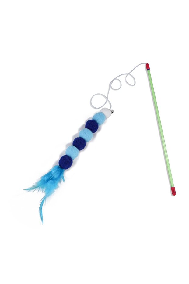 S Blue 1 PCs New Elastic String Imitated Furs Bug Funny Cat Stick Suitable for Cats - 1