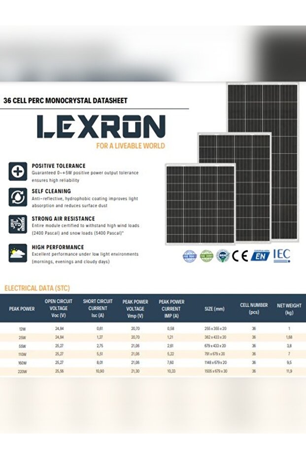 110w Monokristal Güneş Paneli - 2