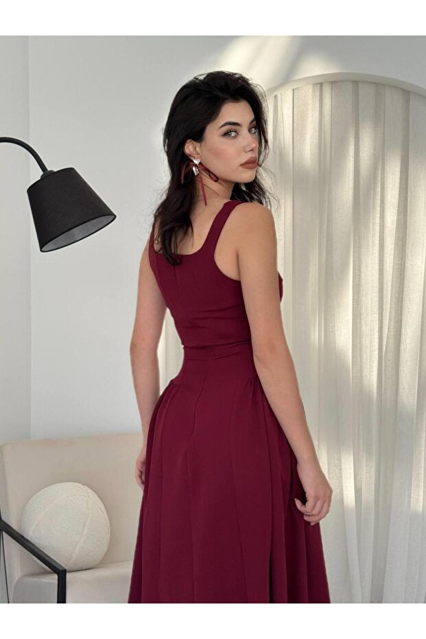 Hera Uzun Kalın Askılı Elbise - 8