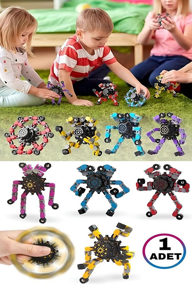 Örümcek Çark Fidget Spinner Stres Çarkı Zincir Robot Eğitici Oyuncak - 1